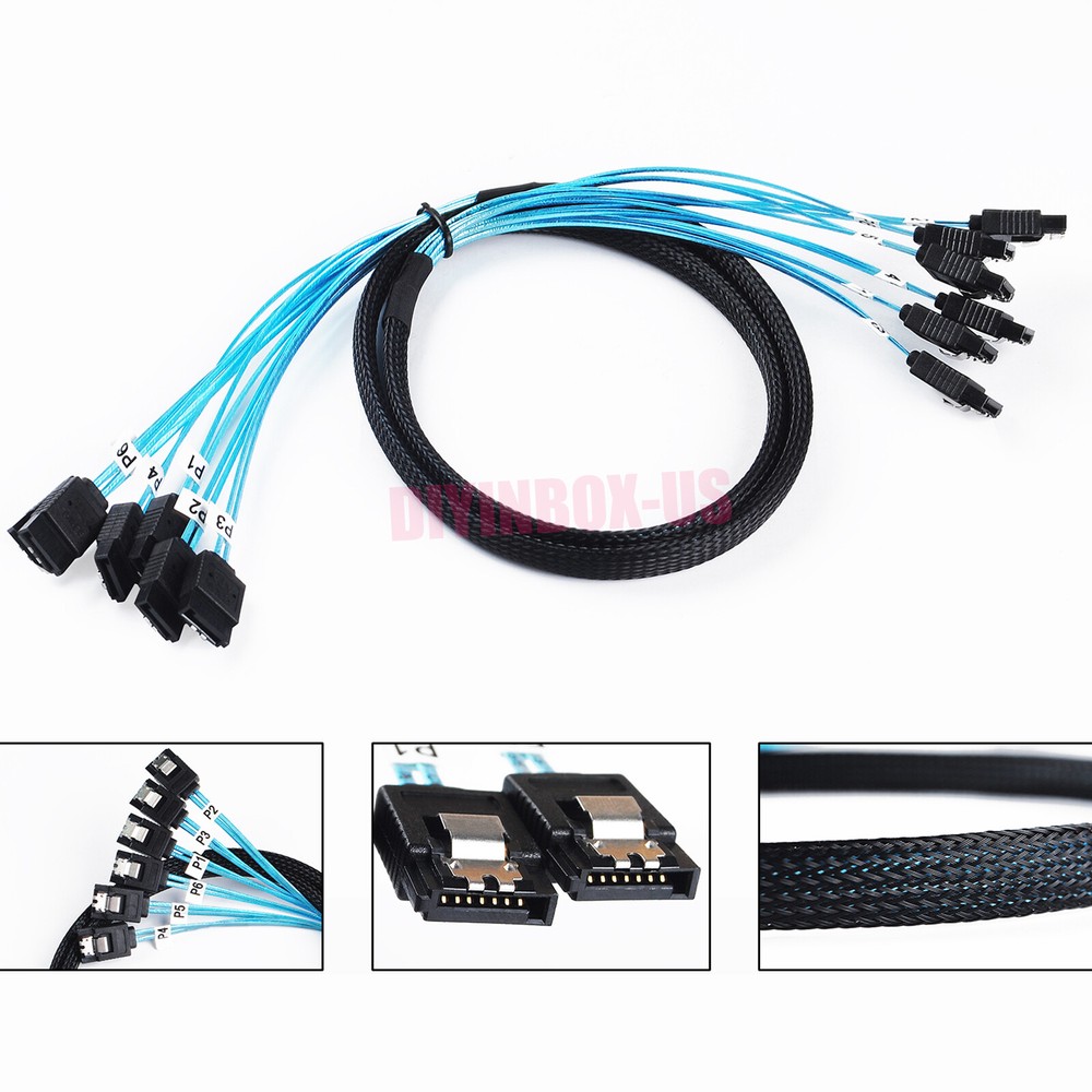 SSD 6 SATA 7pin to 6 SATA 7pin Target Hard Disk 6Gbps Data Server Raid Cable 1M