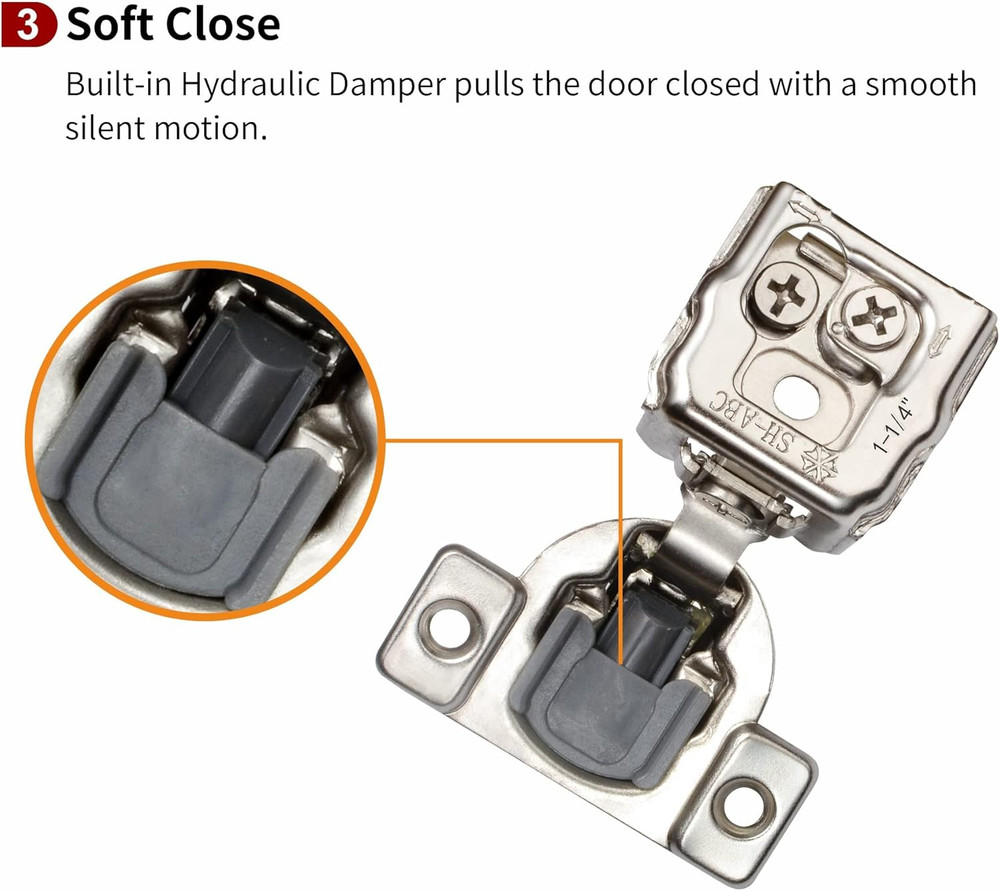 40 Pack Soft Close 3D Hinges for Cabinets - 105° Adjustable Design