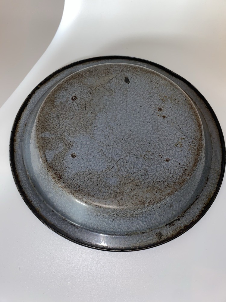 Grey Enamelware or Graniteware Pie Plate Lot Of Two