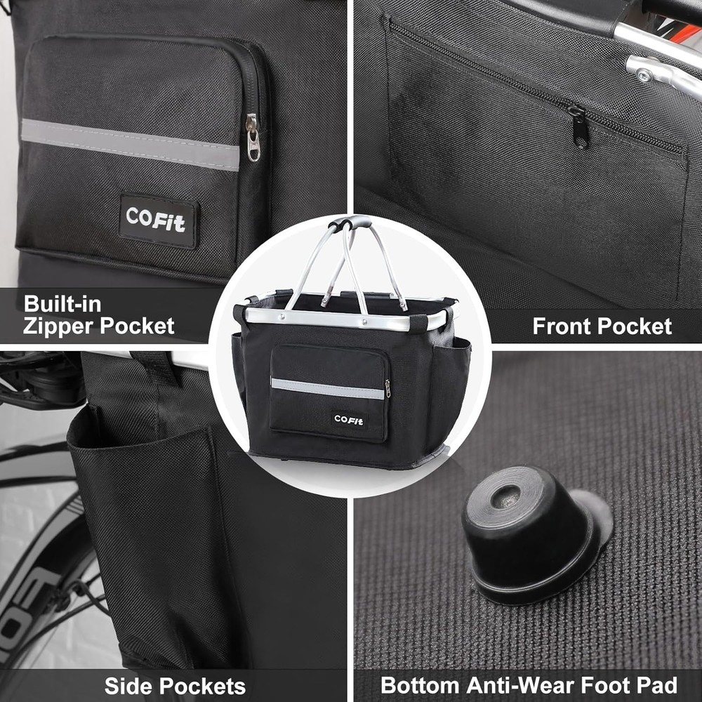Multi-Purpose Bike Basket with Pouches