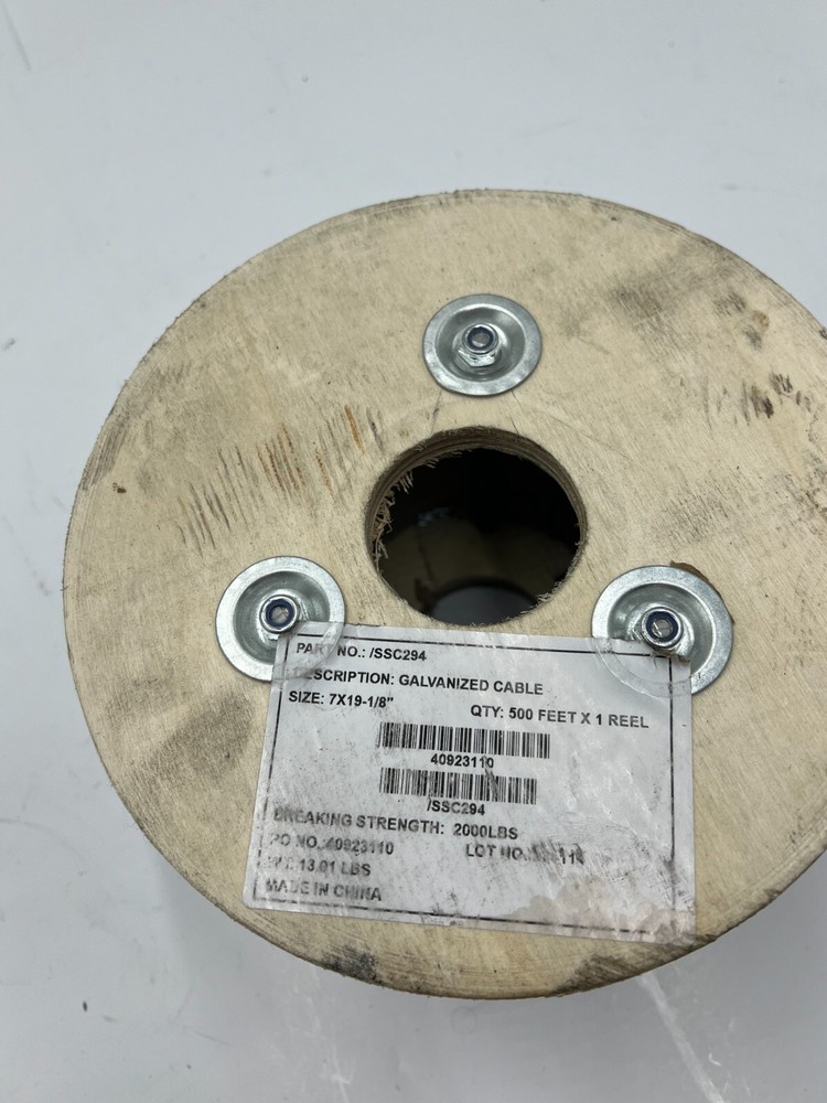 SSC294 Galvanized Cable 7X19-1/8" 500FT Breaking Strength 2000lbs