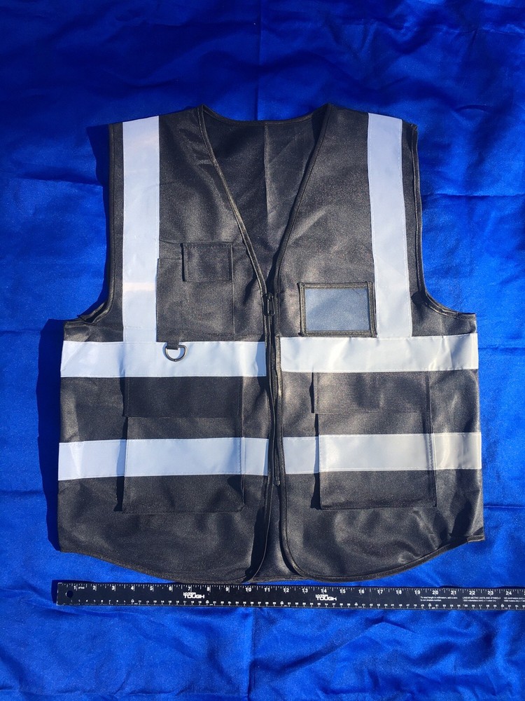 2pcs Safety Black Reflective Zip Vest