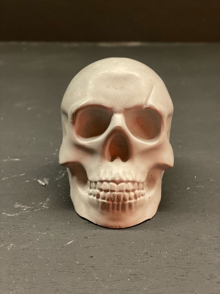 Handmade Concrete Skull Figure