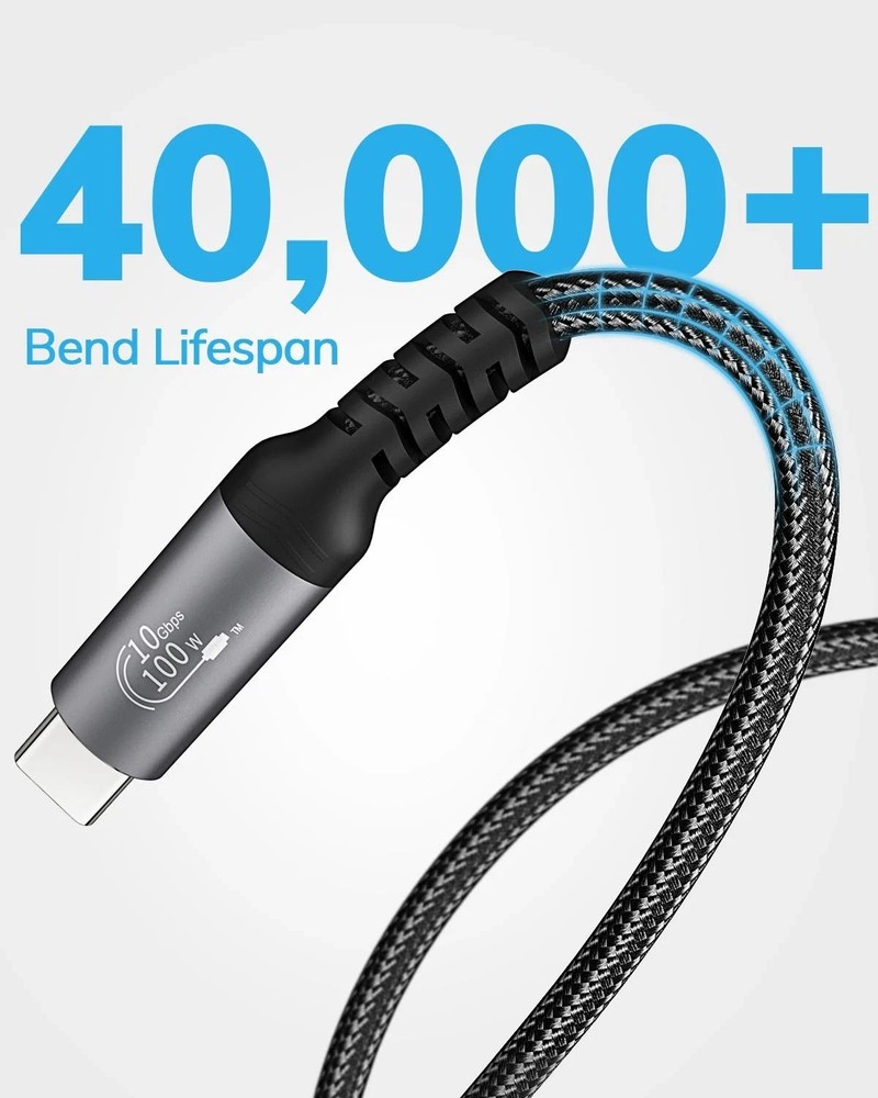 USB C Extension Cable - 10Gbps Data Transfer, 100W Fast Charging, 1FT, Black