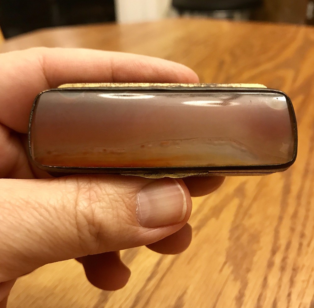 Victorian Brass & Agate Match Safe