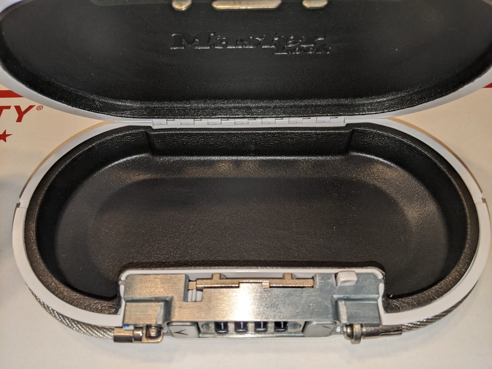 Master Lock 5900D Mini Portable Combination Lock Box with Cable White & Silver