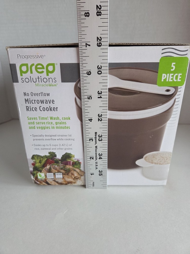 Miracle Ware Progressive Prep Solution Microwave 5 Piece No Overflow Rice Cooker