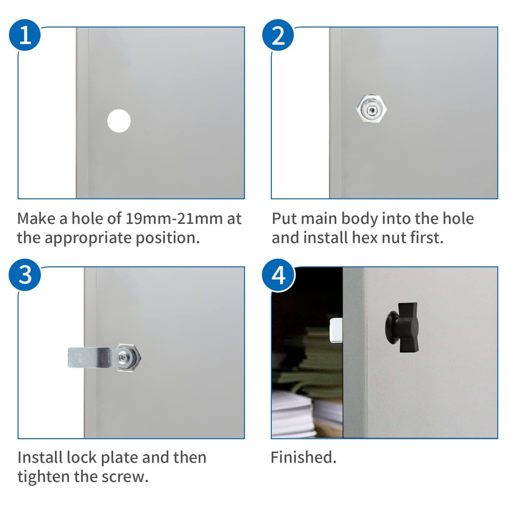 2Pcs Thumb Operated Offset Cam Locks, Black Handle Non-Locking Compartment Lo...