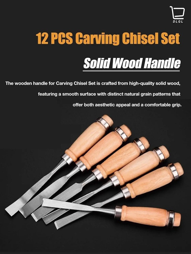 12pc Wood Carving Tools Set Professional Woodworking Chisel Kit Sharp Gouge Stee