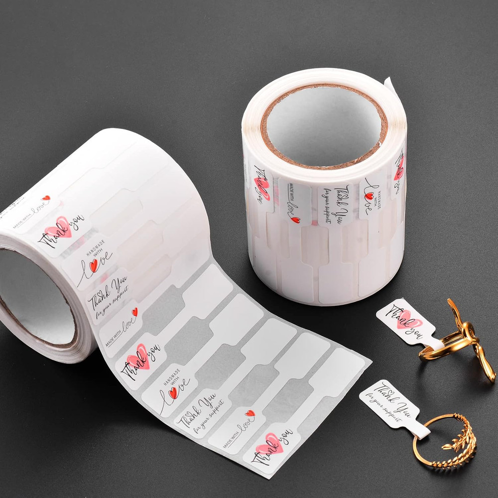 1000 PCS 4 Mixed Designs Jewelry Tags,Rectangular Rolled Self Adhesive Stickers,