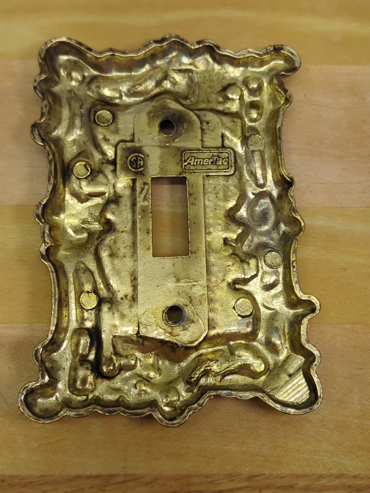 Vintage AmerTac Brass Single Light Switch Plate