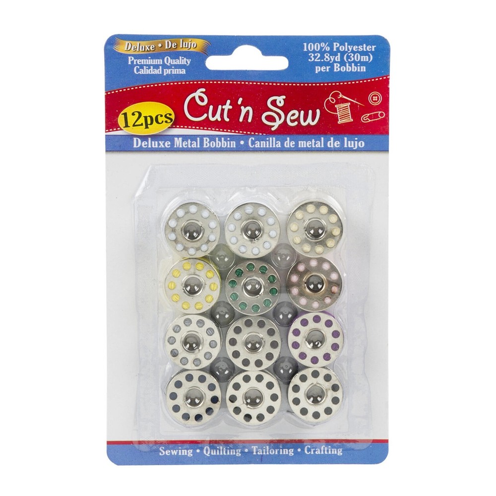 12 Piece Metal Bobbin Sewing Kit