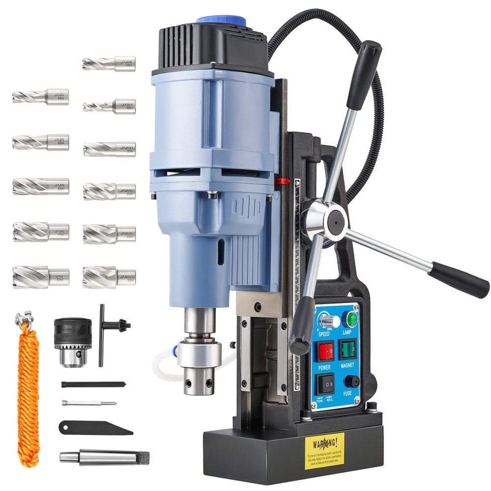 CREWORKS Magnetic Drill Machine MD50 Stepless Speed Bi-Directional HSS Bits Set