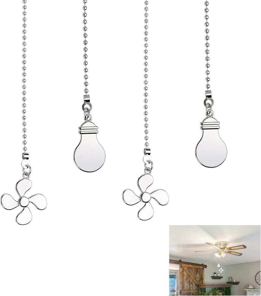 4PCS Ceiling Fan Pull Chain,14" Ceiling Fan Chain Extra Long with 4 Leaf Light B