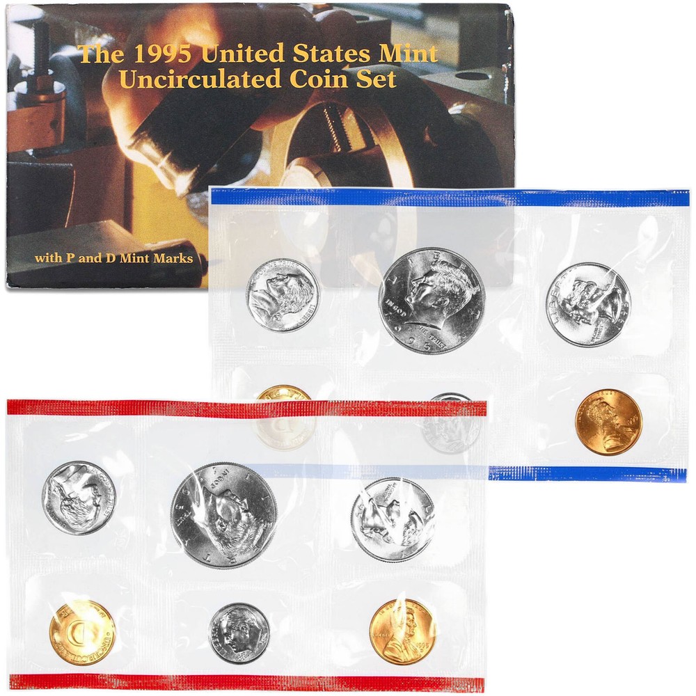 1995 Mint Set Original Envelope 10 BU US Coins BU