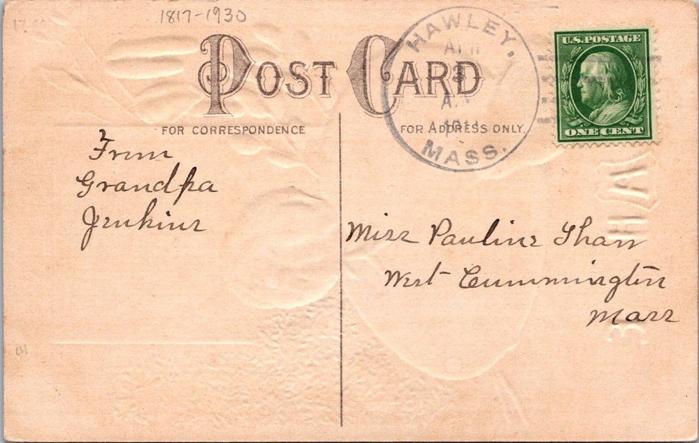 1914 - Postcard - Hawley, Mass - F69408