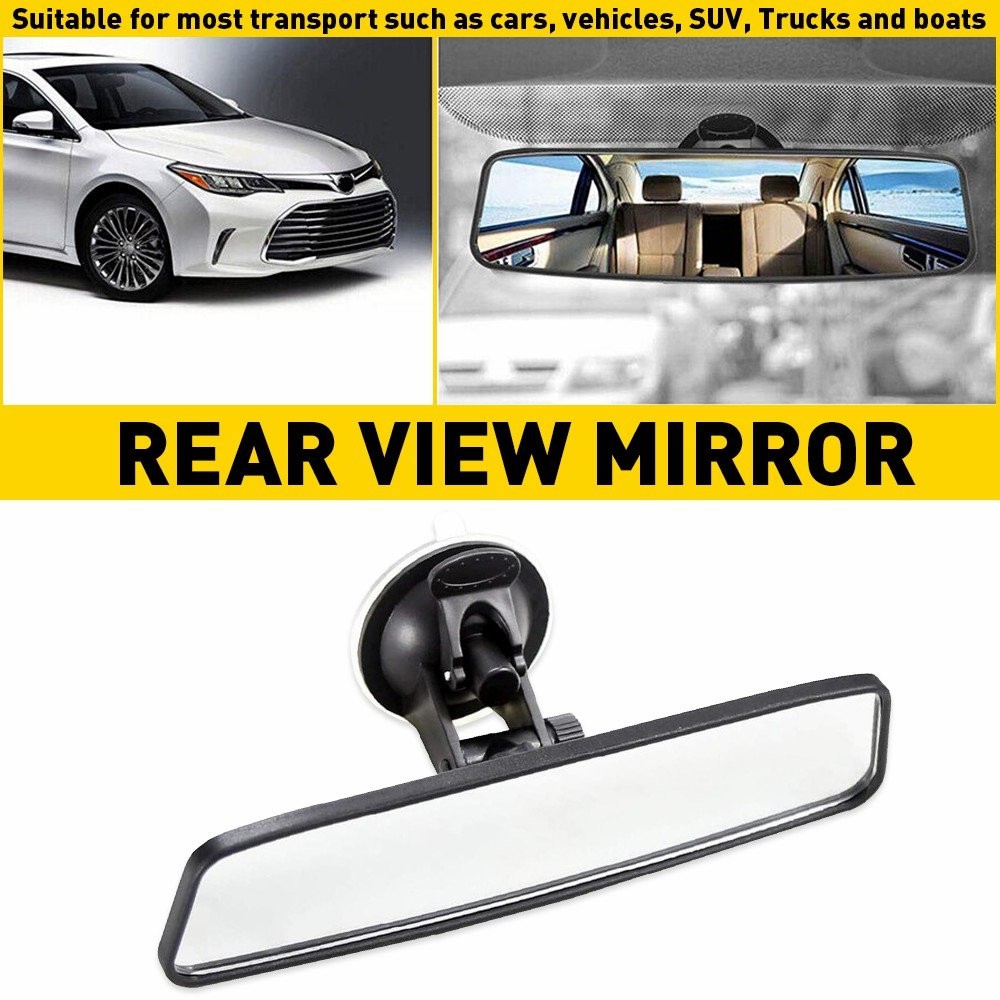 Universal Black Car Rear Suction View Cup Mirror Learner Driver Interior Glass
