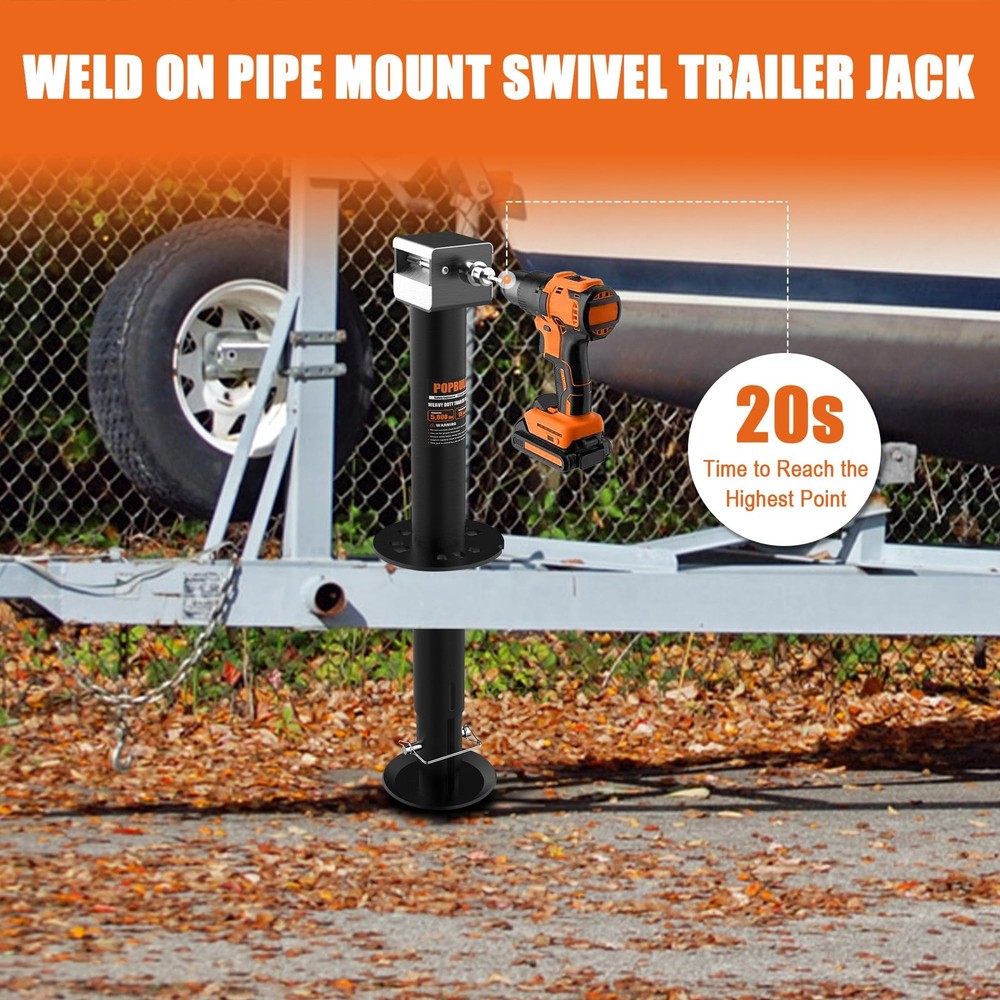 A-Frame Trailer Jack 5000 lbs, 20-24V Cordless Drill Compatible, Drop Tong Jack