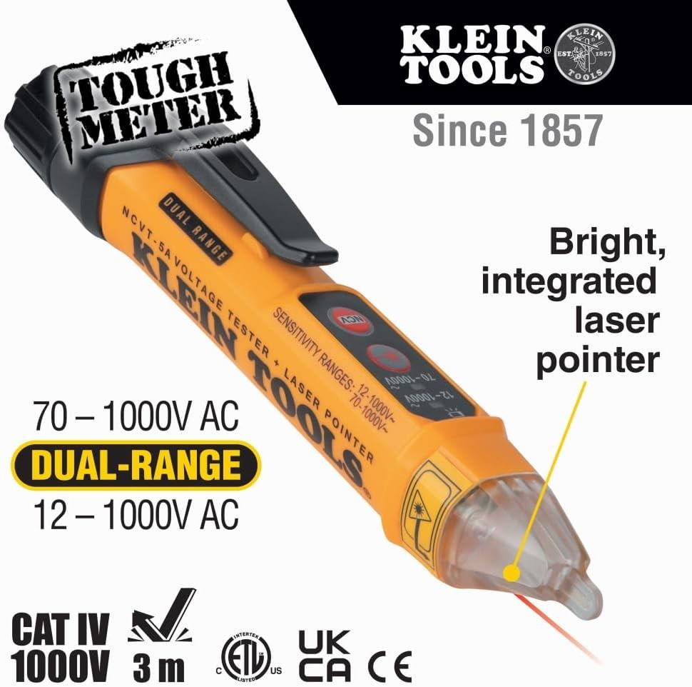 Non-Contact Voltage Tester with Dual Operating Range and Battery Saving Feature