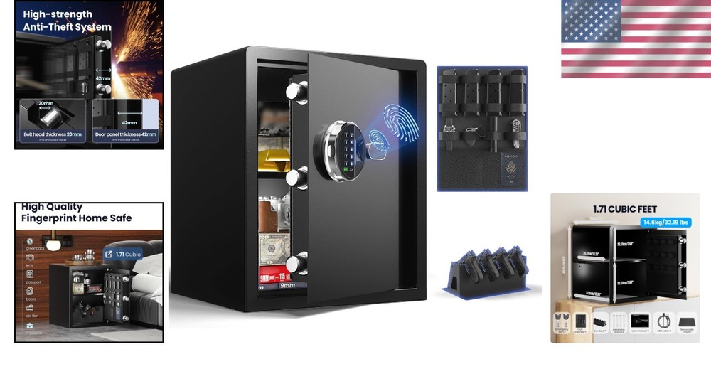 Durable Biometric Fingerprint Safe - Secure Lock Box for Home & Office Security