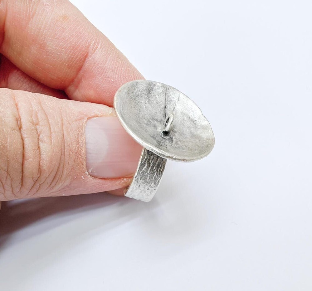 Ring Base, Round Bezel Ring Setting, Blank Ring for Antique silver brass G37002