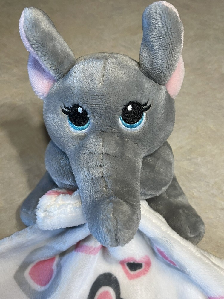 Little Beginnings Gray ELEPHANT White Soft Plush Security Blanket Lovey Pink