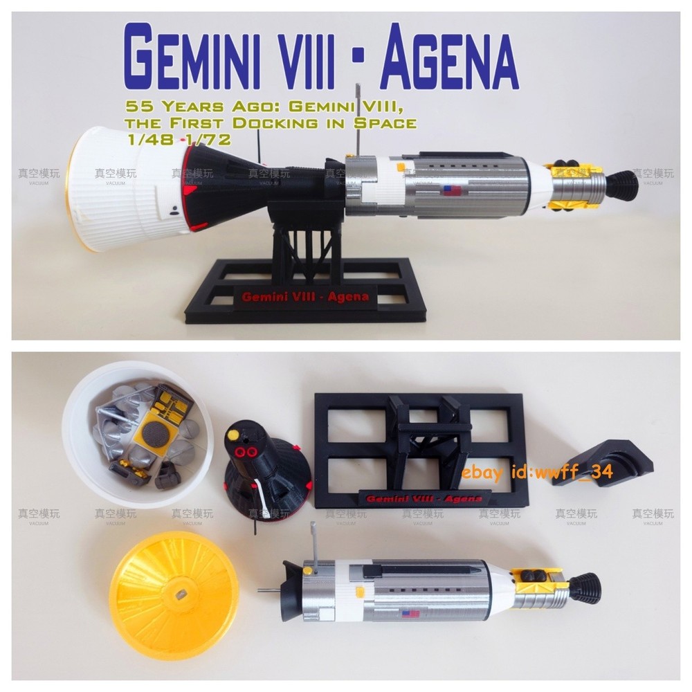 1/72/48 Gemini Spacecraft - Agena Finished Static Model 3D Printed