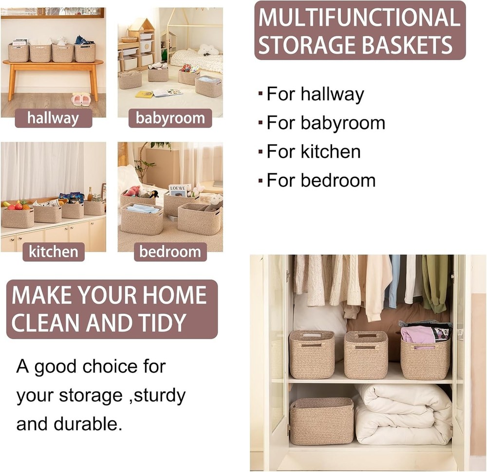 4 Pack Storage Baskets Organizing Cube Storage Bins Shelves Rectangle Storage
