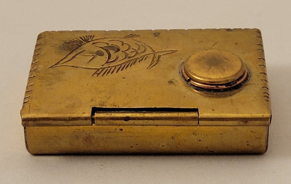 Vintage Brass Decorative Matchbox Holder