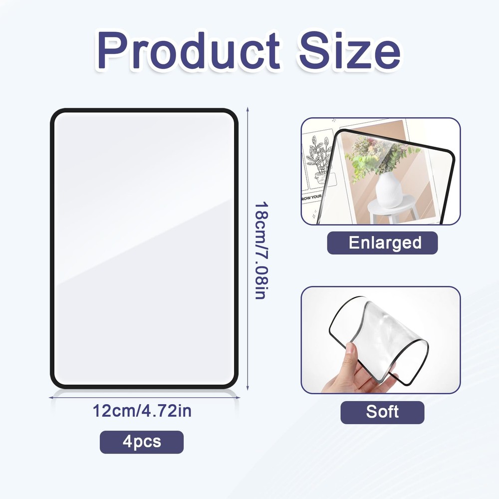 4 Pcs 3X Page Magnifying Sheets Handheld Full Page Magnifier for Seniors Reading