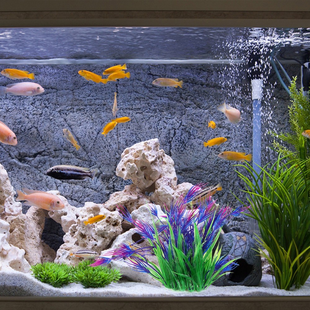 2 Pcs Plastic Aquarium Plants Fish Decorations for Tank Grass Artificial