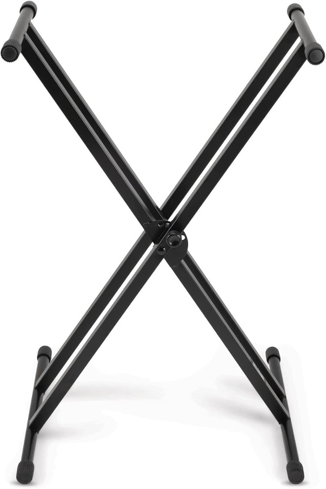 Sturdy Adjustable X-Frame Keyboard Stand - Black Aluminum Performance Gear