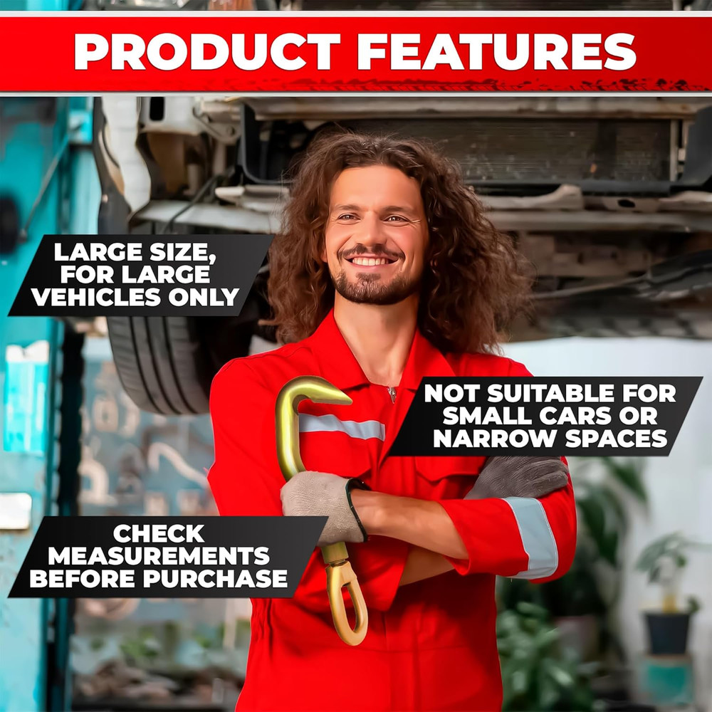 Car Frame Puller Hook 12.99X3.39", 3000Kg Carrying Capacity - Rust-Free & Durabl