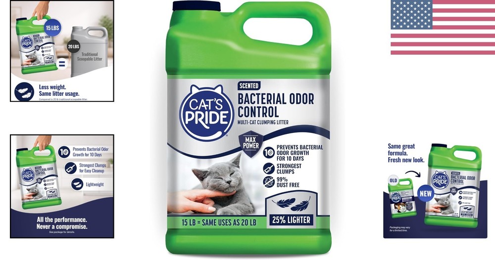 Scented Max Power Cat Litter - Bacterial Odor Control & Animal Welfare Support
