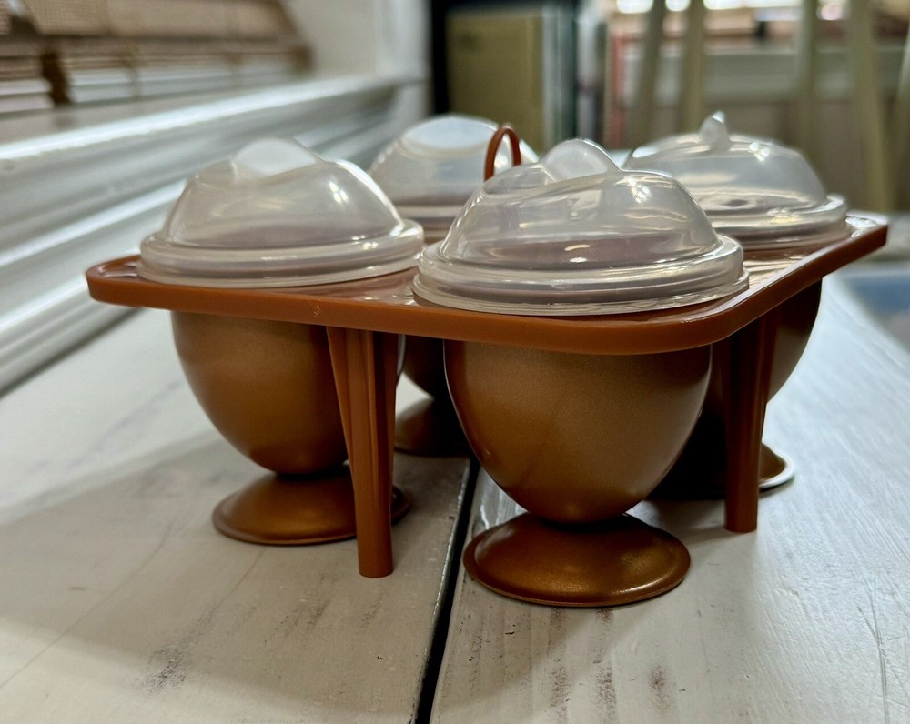 Copper Chef 4 Double Egg Cups With Holder  6.5”x6.5” Egg Cup/ 4” Tall