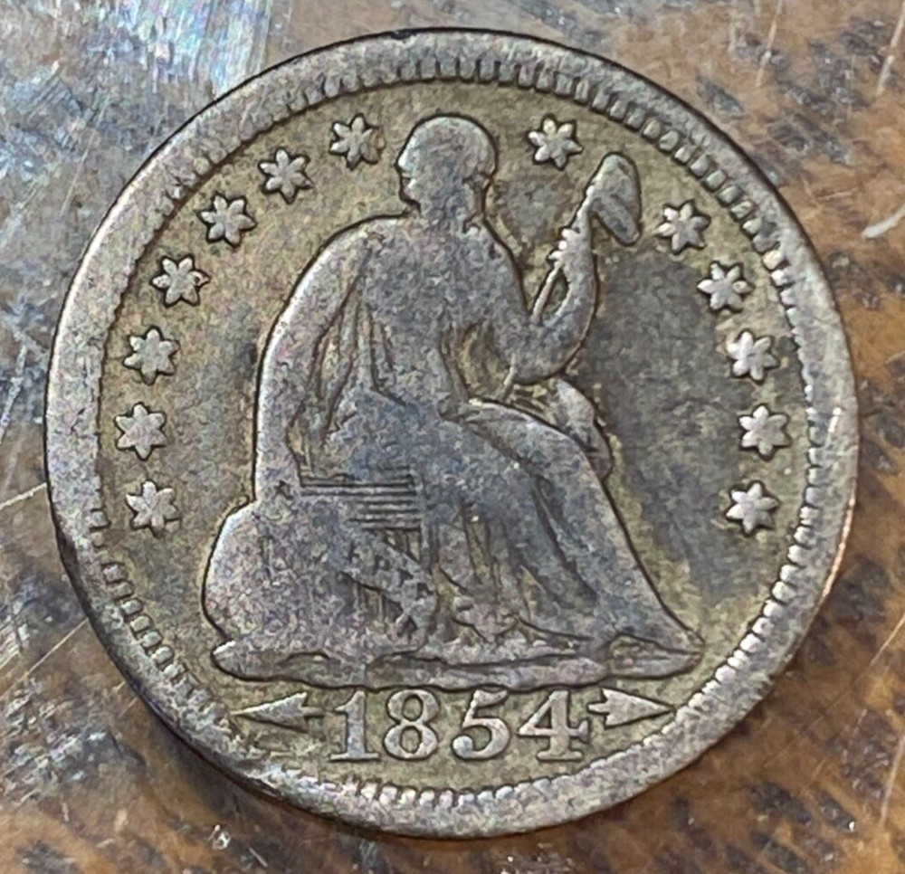 1854 Arrows Seated Half Dime Nice Original VG+ CHRC