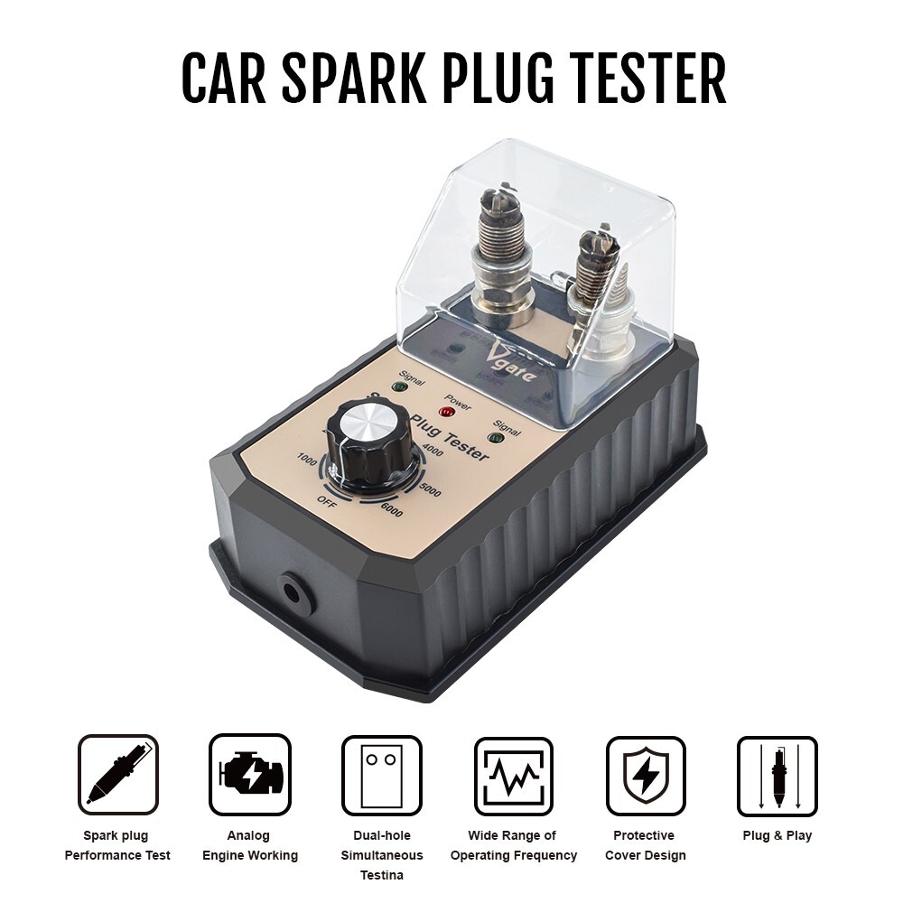 Spark Plug Tester Dual Hole Diagnostic Tool Gasoline Car Ignition Analyzer 12V