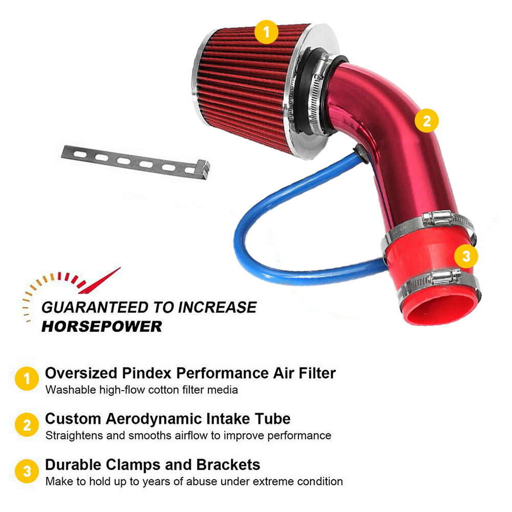 Universal Car Cold Intake Air Pipe Filter Set Induction Tiub Flow Hose System