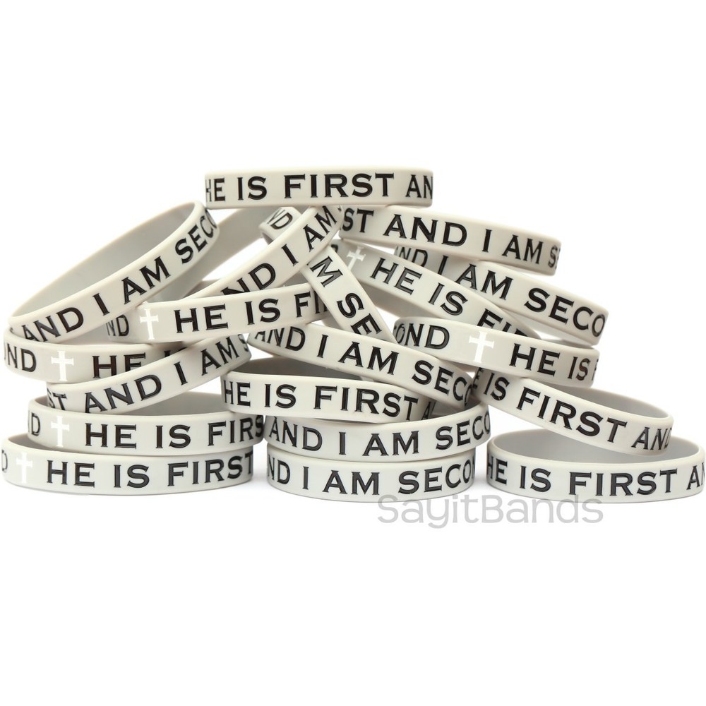 100 He Is First & I Am Second Wristbands Debossed Silicone Bracelets