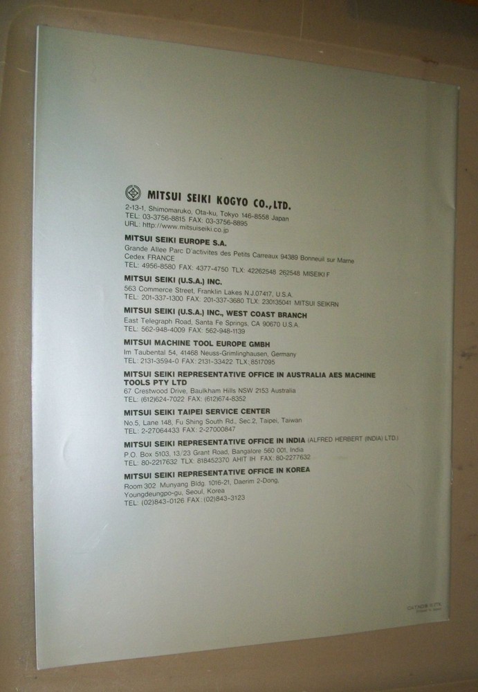 MITSUI SEIKI HMC HU63A/HU80A SPECIFICATION