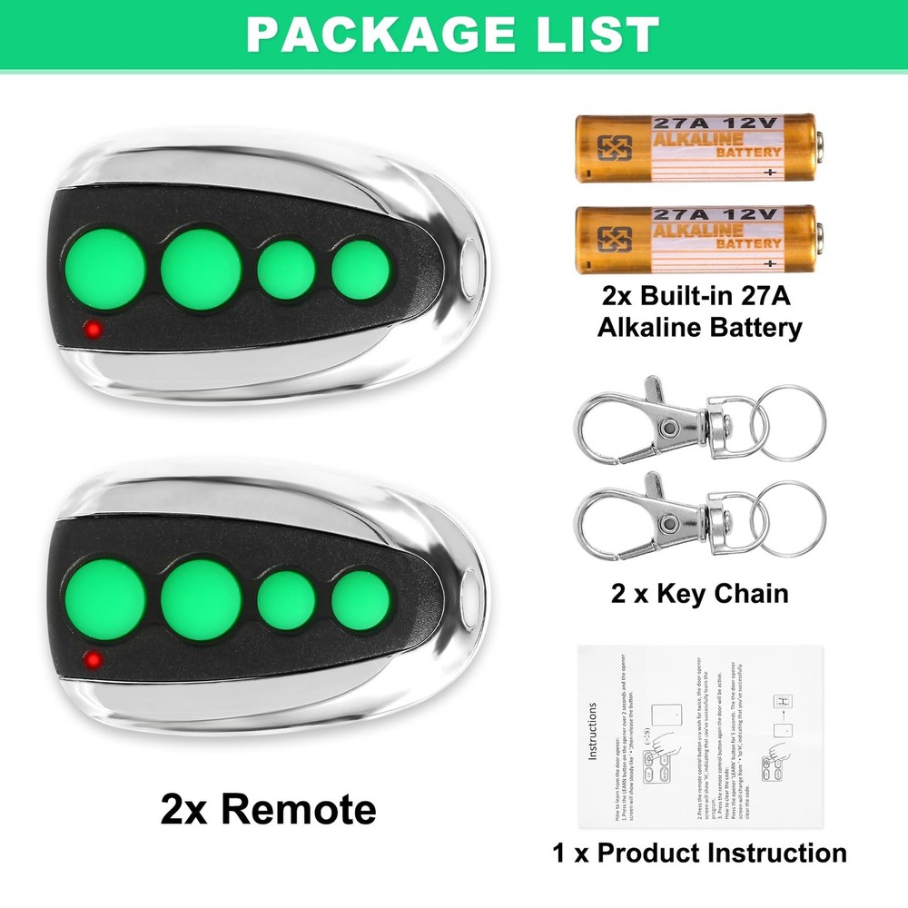 M12 Remote Control Transmitter 433.92 MHz for Automatic Swing Sliding 2 Pack