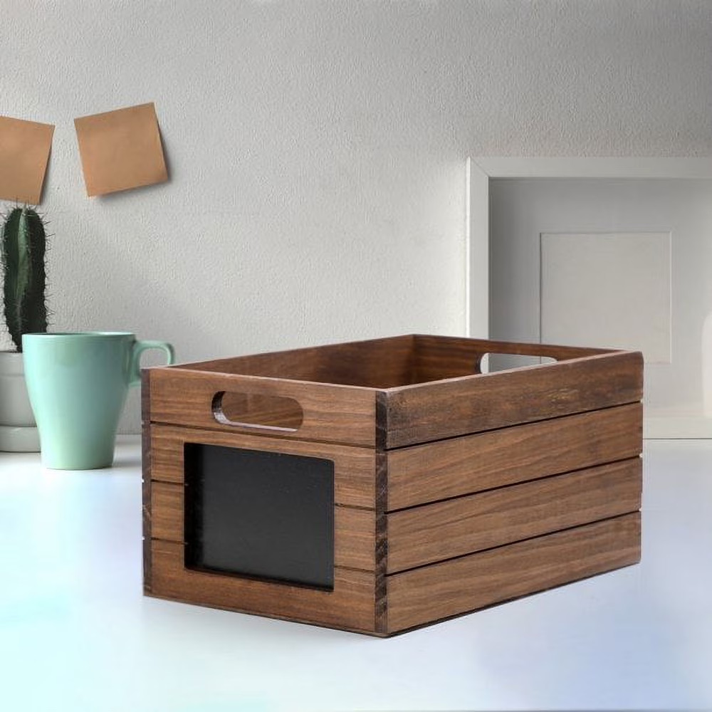 Wood Storage Crate with Chalkboard Label