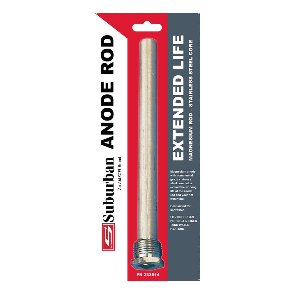 SUBURBAN MFG Magnesium Anode Rod for Water Heaters, Extends 1 Pack, Silver