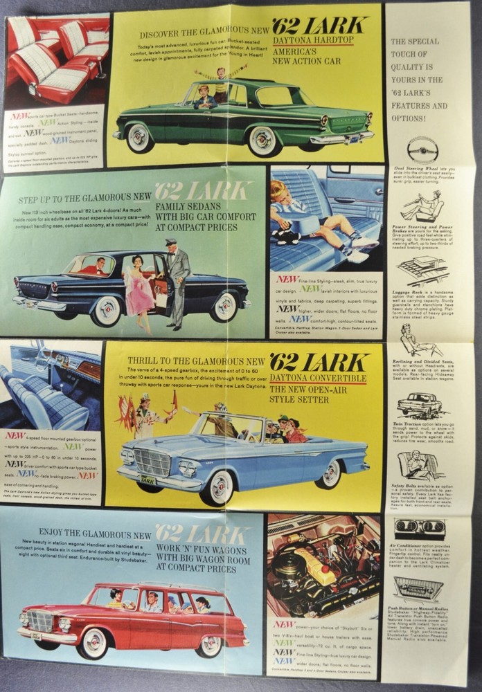 1962 Studebaker Lark Brochure Folder Daytona Cruiser Wagon Excellent Original 62