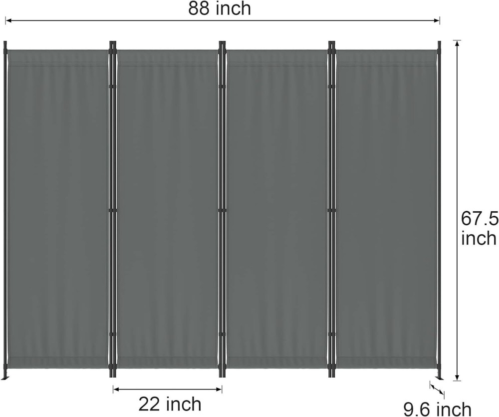 Room Divider 4 Panel Folding Privacy Screens 88'' Room Separation Home Office