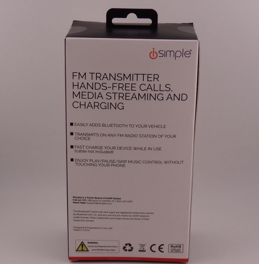 Car Auto Bluetooth FM Transmitter, Stream Music, Hands Free Talking, Charging