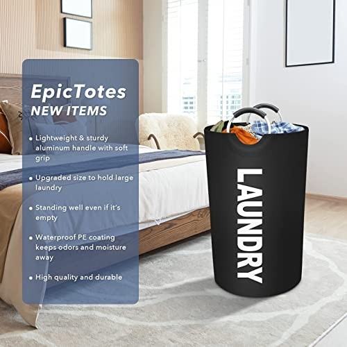 Large Laundry Basket, Freestanding Waterproof Laundry Hamper, 90L Black