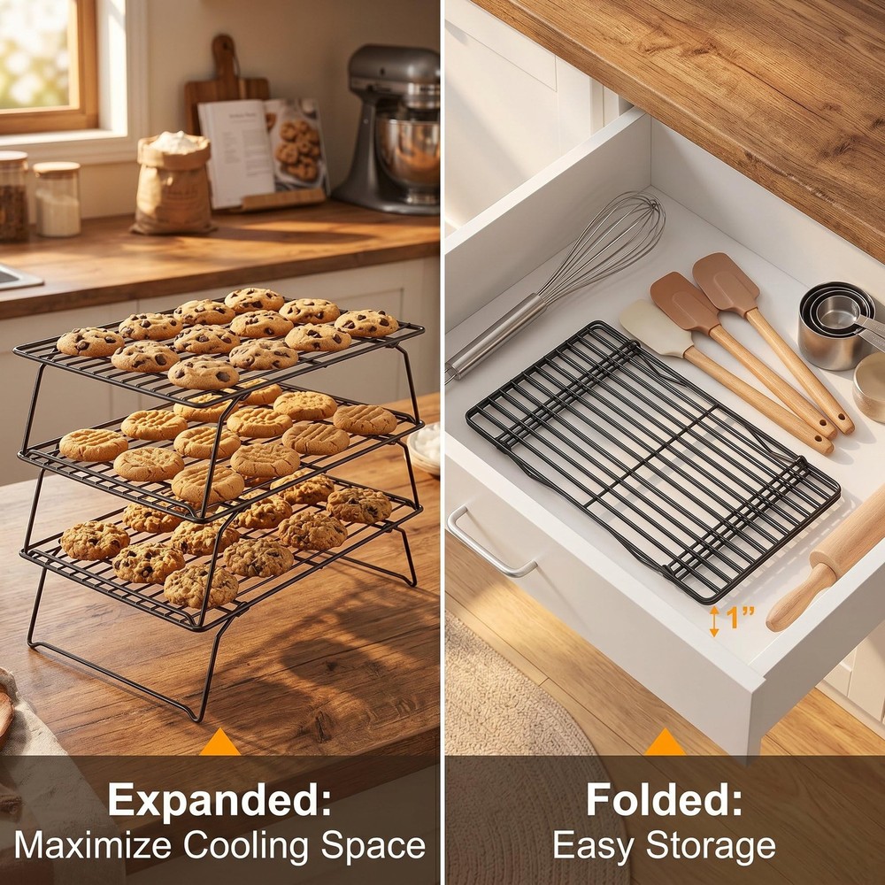 Cooling Racks for Baking, 3-Tier Stackable Wire Cooling Rack Set 10"x15.8",He...