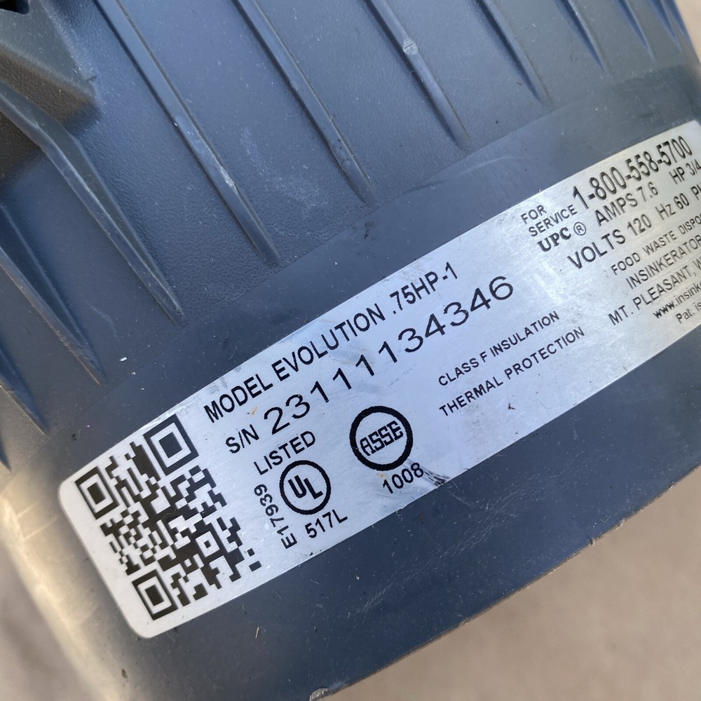 INSINKERATOR EVOLUTION 0.75HP 3/4 HP, ADVANCED SERIES EZ CONNECT CONTINUOUS FEED