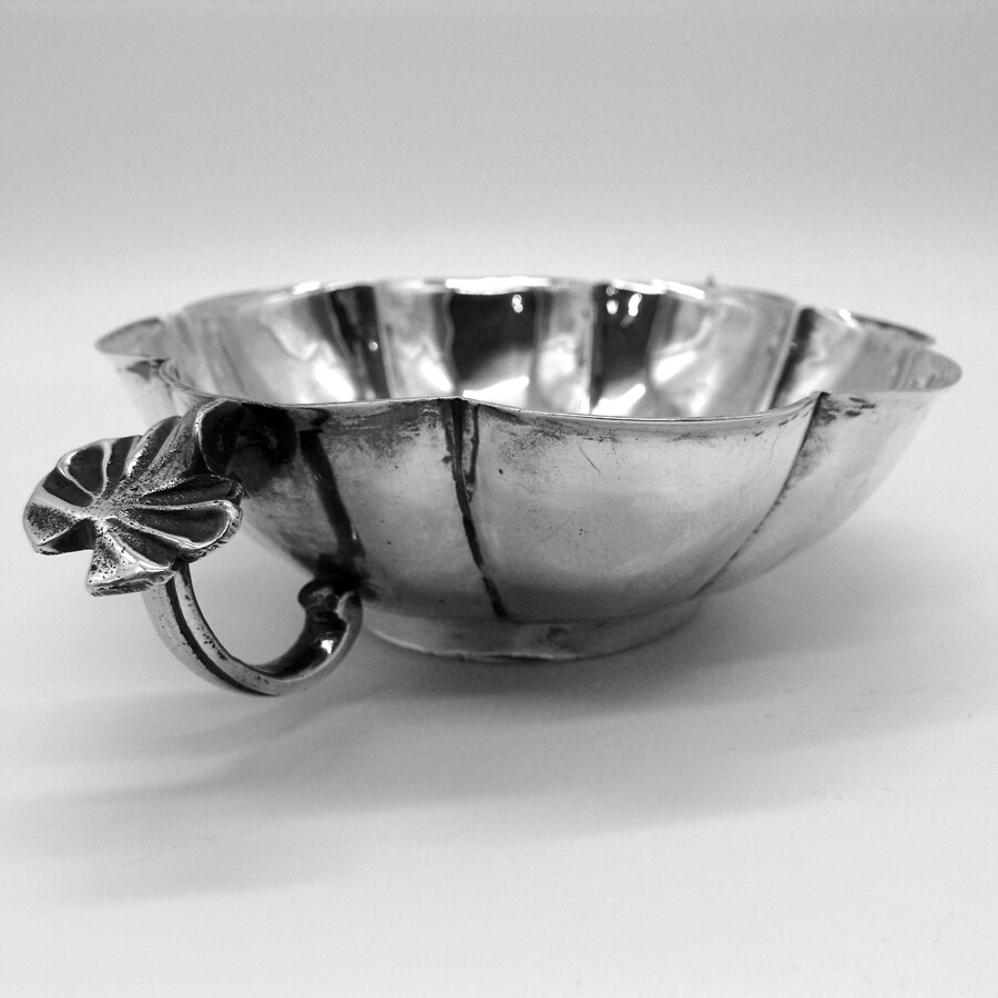 Spanish Colonial Silver Two Handled Bowl Flower Form